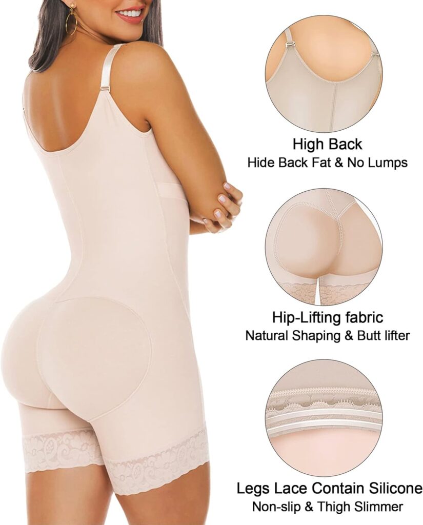 YIANNA Fajas Colombianas Shapewear for Women Postpartum Firm Tummy Control Body Shaper Butt Lifter Bodysuit