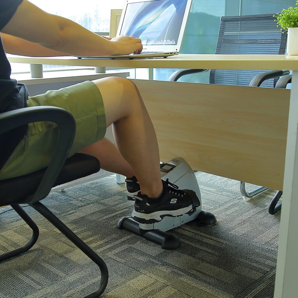 AGM Mini Bike, Mini Exercise Bike Leg Machine Digital Under Desk Bike Foot Cycle Arm Leg Pedal Machine with LCD Screen Display, Non-Slip Mat Included