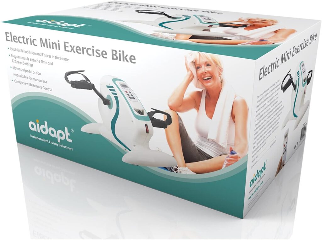 Aidapt Power Assisted Portable Low Joint impact Fitness Rehabilitation Pedal Cycle Exerciser with Low Noise, Speed Control and Remote LCD Display for Leg and Arm Exercises