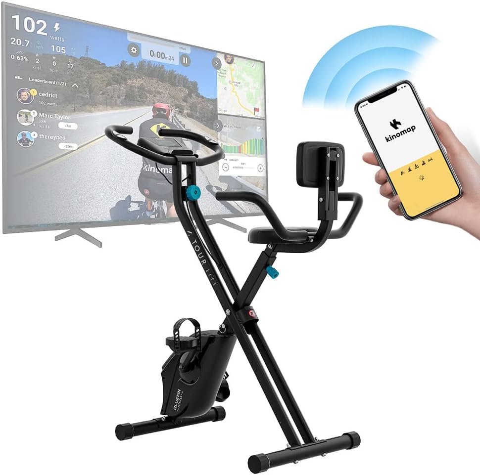 Bluefin Fitness Tour Lite Exercise Bike, Exercise Bike Home Use, Fitness For Home Training, Kinomap Compatible, Foldable Home Bike: Console, Magnetic Resistance Exercise Bike, Folding Bike