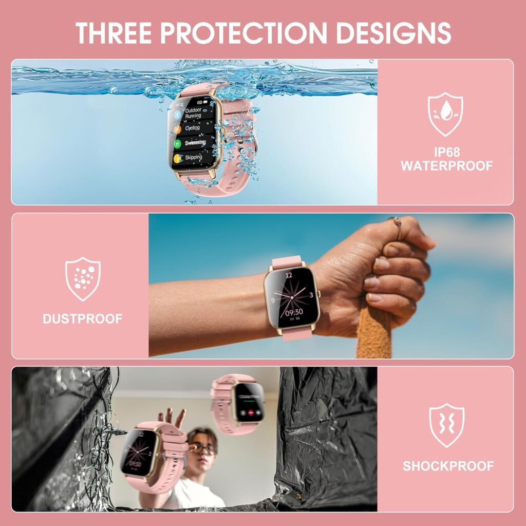 Ddidbi Smart Fitness Watch for Women(Answer/Make Calls), 1.85 HD Touch Screen with Sleep Heart Rate Monitor, 112 Sport Modes, IP68 Waterproof Activity Trackers Compatible with Android IOS(Pink)