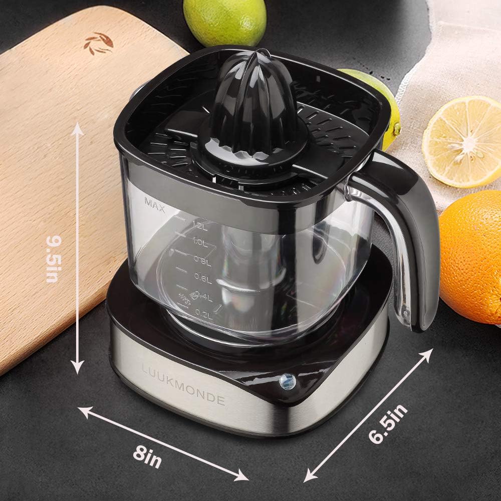 Electric Citrus Juicer 1.2L Large Volume - Orange Juicer with powerful motor and LED working lamp - Electric Lemon Squeezer for orange lemon lime grapefruit by LUUKMONDE