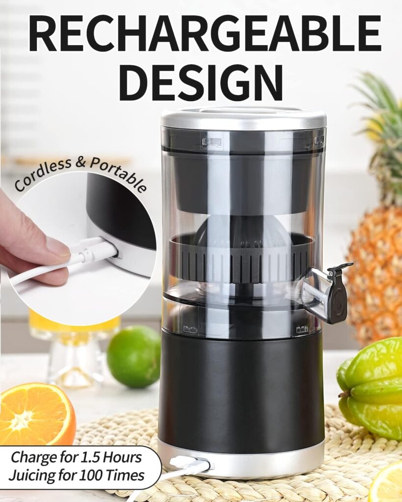 Electric Juicer Rechargeable - Citrus Juicer Machines with USB and Cleaning Brush Portable Juicer for Orange, Lemon, Grapefruit