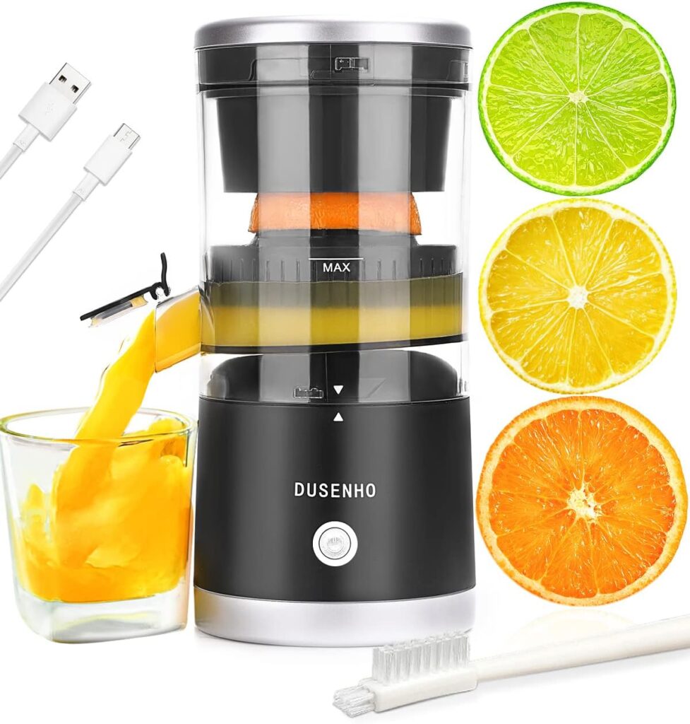 Electric Juicer Rechargeable - Citrus Juicer Machines with USB and Cleaning Brush Portable Juicer for Orange, Lemon, Grapefruit