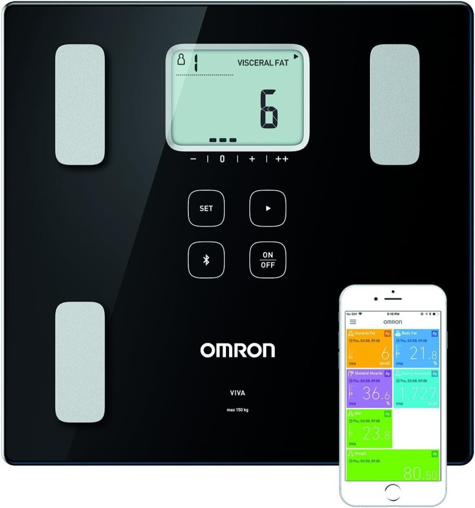 OMRON VIVA Bluetooth Smart Scale and Body Composition Monitor with Body Fat, Body Weight, Visceral Fat, Skeletal Muscle, Resting Metabolism and BMI