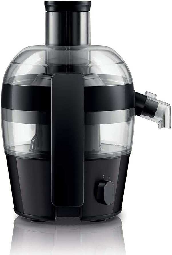 Philips Viva Collection Compact Juicer, 1.5 Litre, 500 Watt, Quick Clean Technology, Drip Stop, Dishwasher Safe Parts, See-through Pulp Container, Direct Serve, Black (HR1832/01)