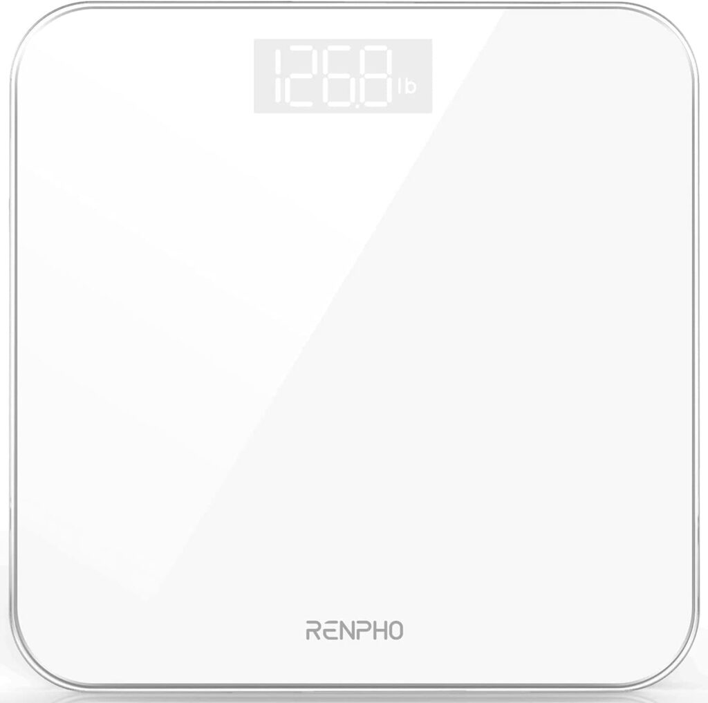 RENPHO Digital Bathroom Scales Weighing Scale with High Precision Sensors Body Weight Scale (Stone/lb/kg) - White, Core 1S