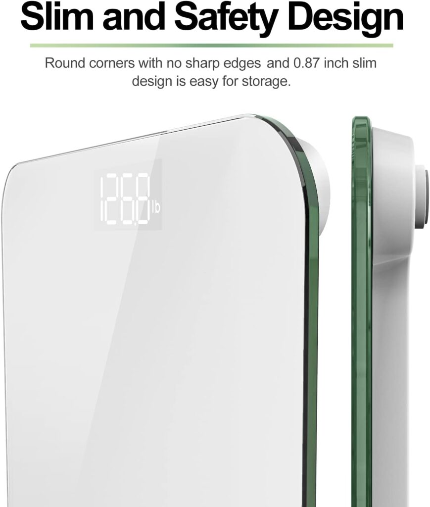 RENPHO Digital Bathroom Scales Weighing Scale with High Precision Sensors Body Weight Scale (Stone/lb/kg) - White, Core 1S