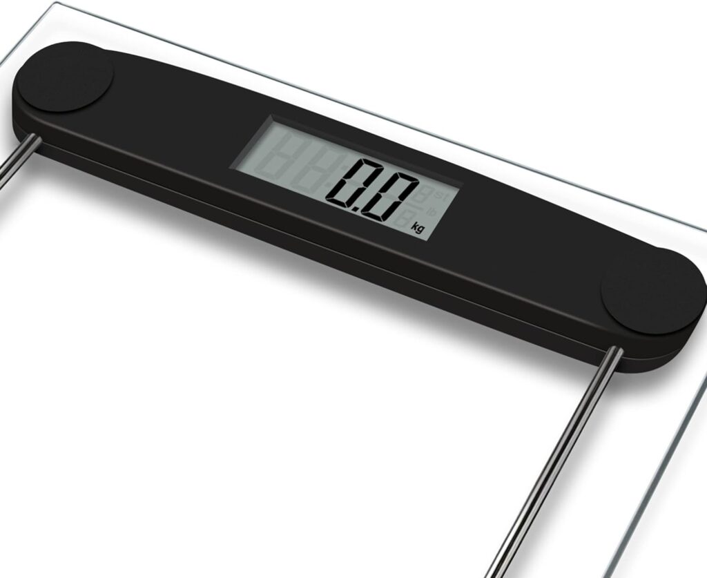 Salter 9208 BK3R Compact Electronic Bathroom Scale – Digital Body Weight Scale, 180KG Max Capacity, Easy Read Display, Step on Technology, Toughened Glass Platform, Imperial/Metric Scale, Transparent