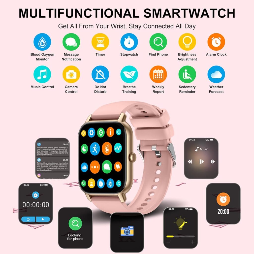 Smart Watch Answer/Make Calls, 1.85 Smart Watches for Women and Men, Fitness Watch SpO2/Heart Rate/Sleep Monitor, 112 Sport Modes, Calorie/Step Counter, IP7 Waterproof Fitness Tracker for Android iOS