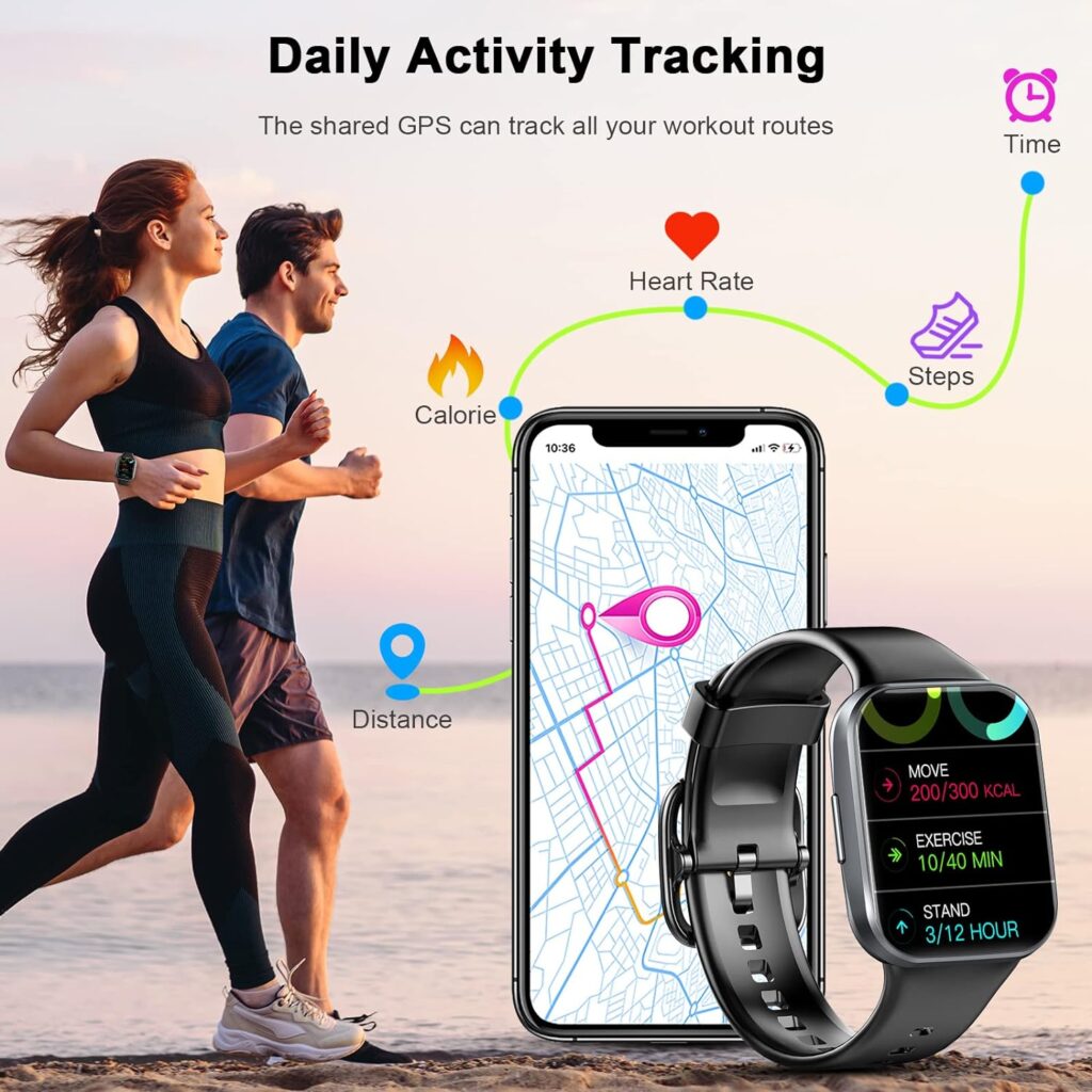 Smart Watch for Men Women, 1.69 Fitness Watch with Heart Rate Sleep Monitor/Step Counter, 2023 Fitness Tracker Smartwatch with 25 Sports Modes, IP68 Waterproof Activity Trackers for iOS Android-Black