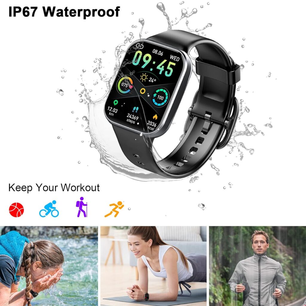 Smart Watch for Men Women, 1.69 Fitness Watch with Heart Rate Sleep Monitor/Step Counter, 2023 Fitness Tracker Smartwatch with 25 Sports Modes, IP68 Waterproof Activity Trackers for iOS Android-Black