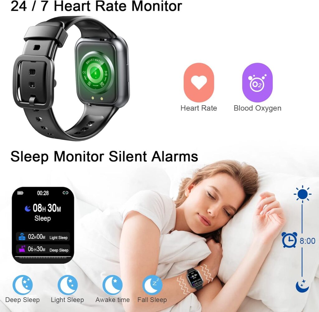 Smart Watch for Men Women, 1.69 Fitness Watch with Heart Rate Sleep Monitor/Step Counter, 2023 Fitness Tracker Smartwatch with 25 Sports Modes, IP68 Waterproof Activity Trackers for iOS Android-Black