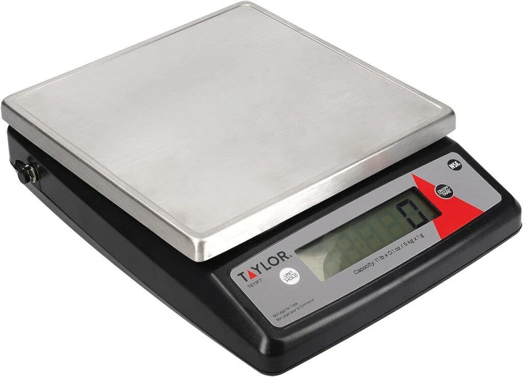 Taylor Digital Kitchen Scales, Commercial Quality Accurate Food Scale with Tare Function in Gift Box, Stainless Steel, 5kg Weighing Capacity