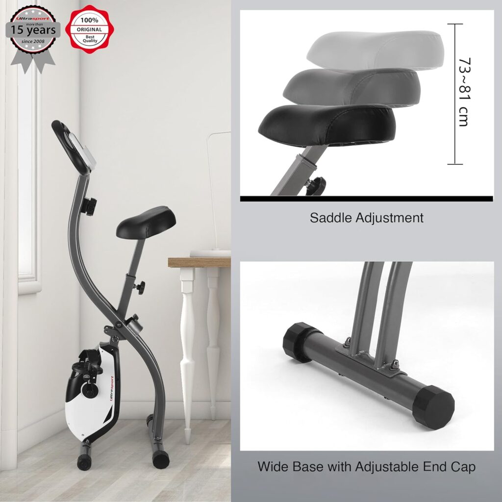 Ultrasport F-Bike 150/200, exercise bike, 8 resistance levels, tablet holder, hand pulse sensors, foldable, space-saving