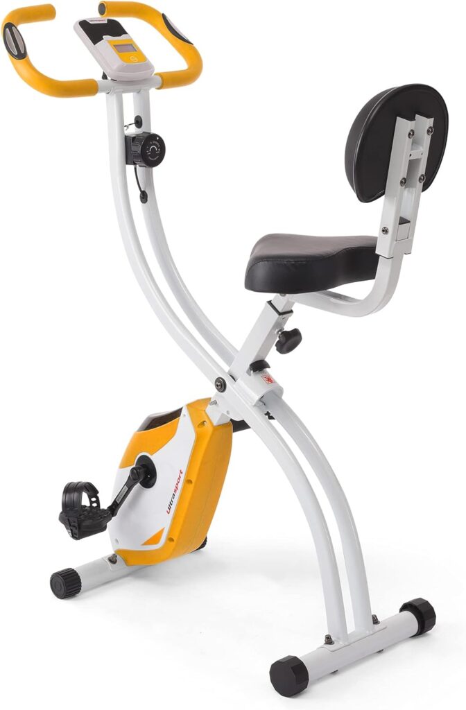 Ultrasport F-Bike 150/200, exercise bike, 8 resistance levels, tablet holder, hand pulse sensors, foldable, space-saving