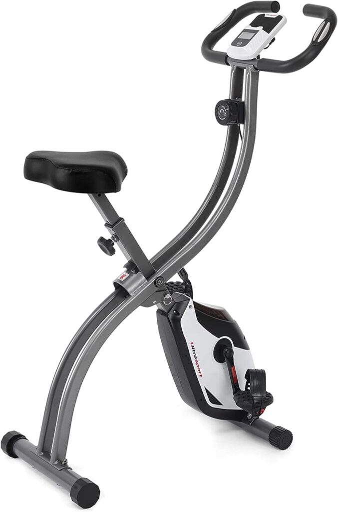 Ultrasport F-Bike 150/200, exercise bike, 8 resistance levels, tablet holder, hand pulse sensors, foldable, space-saving