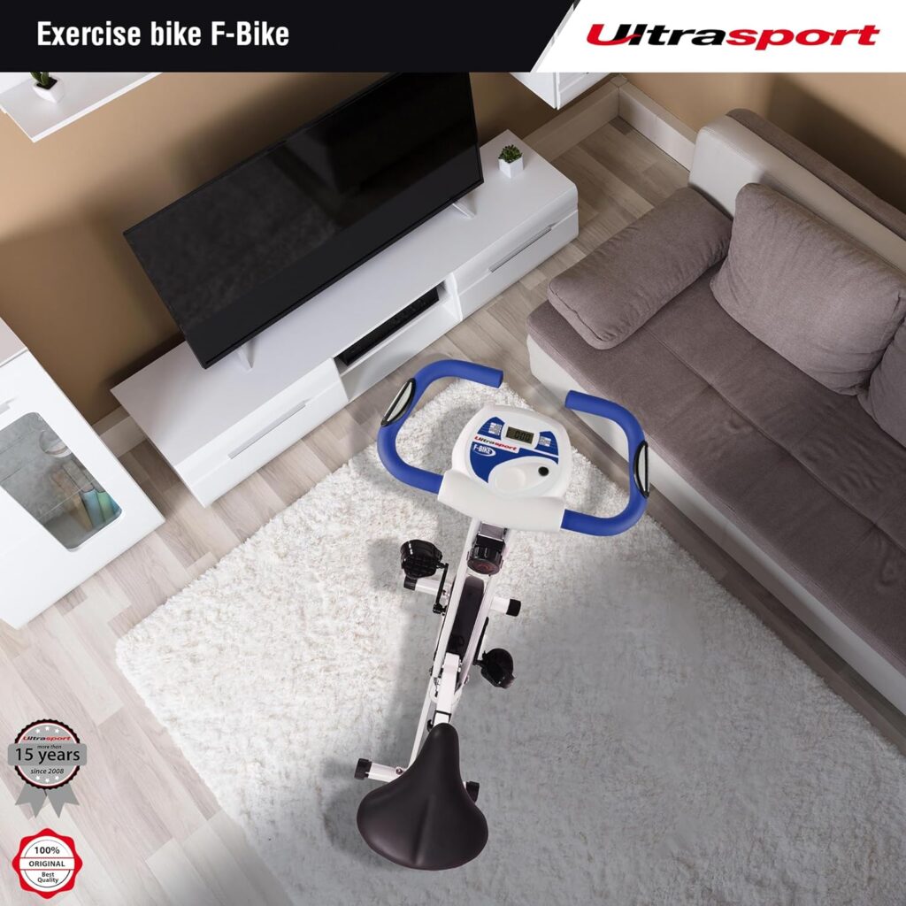 Ultrasport F-Bike, Bicycle Trainer, Exercise Bike, Foldable Exercise Bike, LCD Display, Opt. Hand Pulse Sensors, Adjustable Resistance Levels, Easy To Assemble, Ideal For Athletes And Seniors