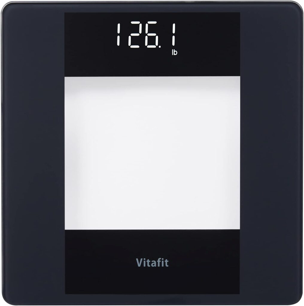 Vitafit Digital Bathroom Scales for Body Weight, Weighing Professional Since 2001, Crystal Clear LED, 28st/400lb/180kg, Black