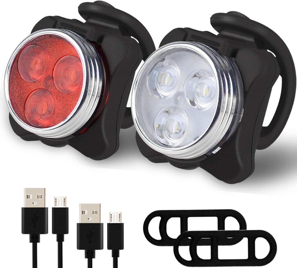 Balhvit Bike Light Set, Super Bright USB Rechargeable Waterproof Mountain Road Safety Easy Mount LED Bicycle Lights, USB Cycling Front Rear Light