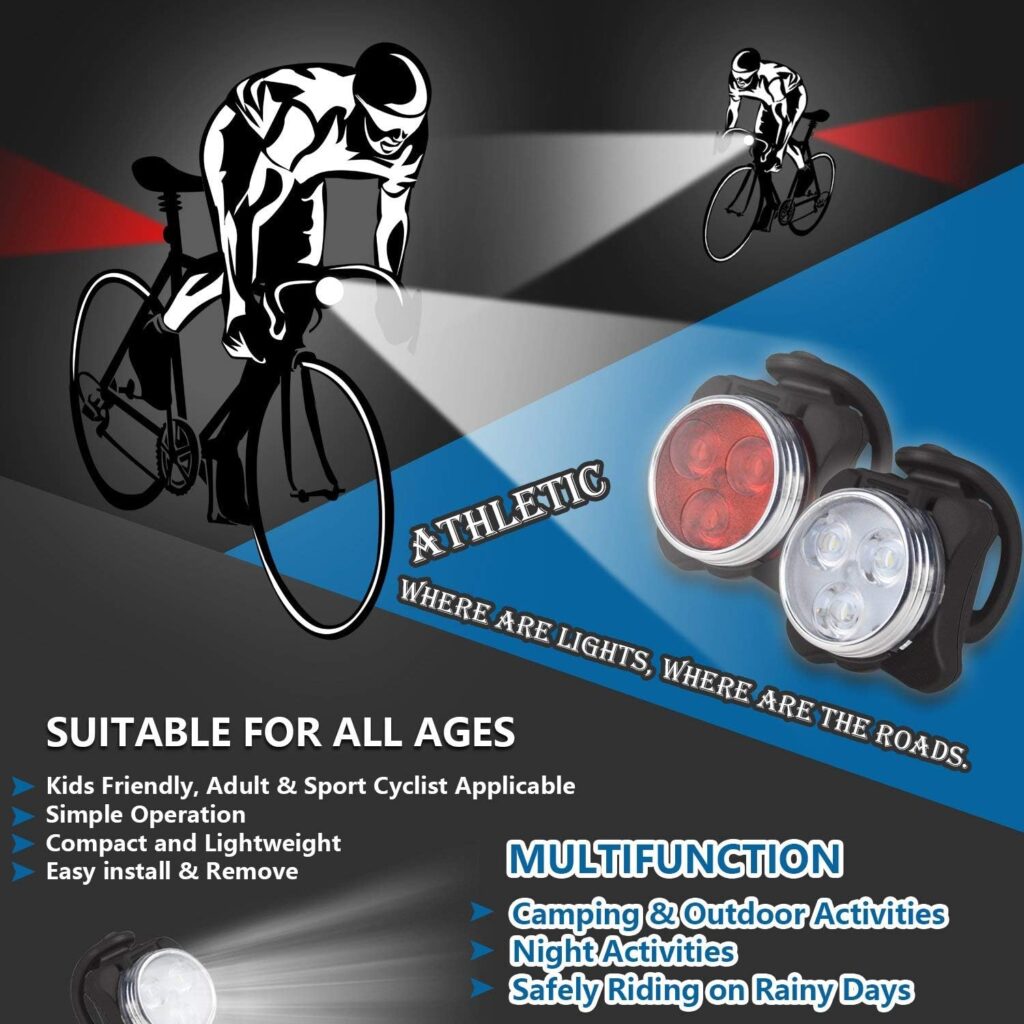 Balhvit Bike Light Set, Super Bright USB Rechargeable Waterproof Mountain Road Safety Easy Mount LED Bicycle Lights, USB Cycling Front Rear Light