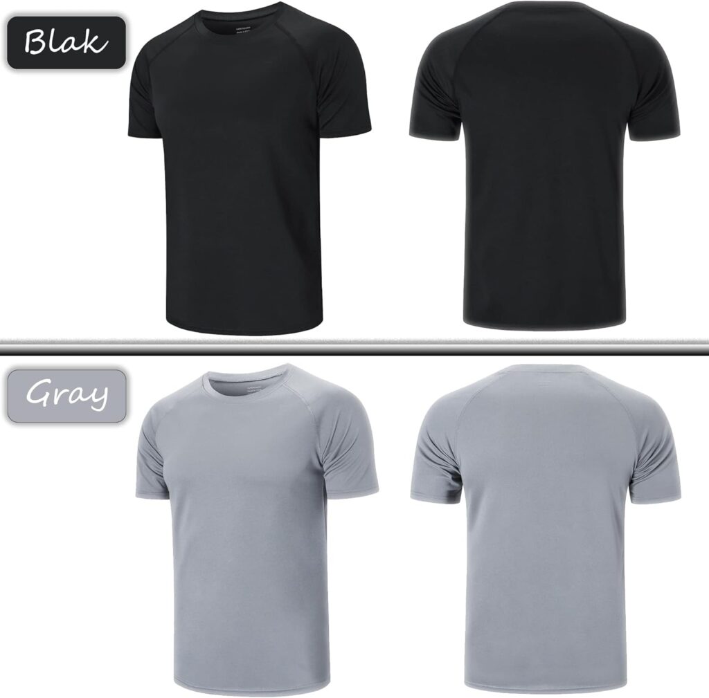 Cimic 5/3 Pack Running Top Men Casual Crew Neck Shirts Workout Plain Dry Fit Gym Top Moisture Wicking Active Athletic Shirts Short Sleeve Sport Tops