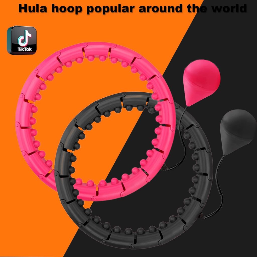 Daburuli Weighted Hula Hoop, Fitness 24 Knots Hoola Hoops for Exercise Adult Kids with Weight Ball, Smart hula hoop Adjustable Stomach Abdominal Exercise Equipment for Girls Use at Home, Office