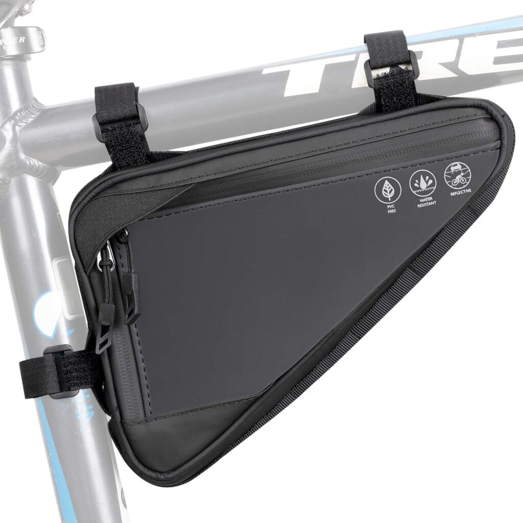 Eyein Bike Triangle Frame Bag, Waterproof Reflective Bicycle Front Handlebar Bag Strap-On Saddle Cycling Pouch Storage Tube Bag for Phone Cash, Repair Tool, Mini Pump Outdoor Riding MTB Road Bike