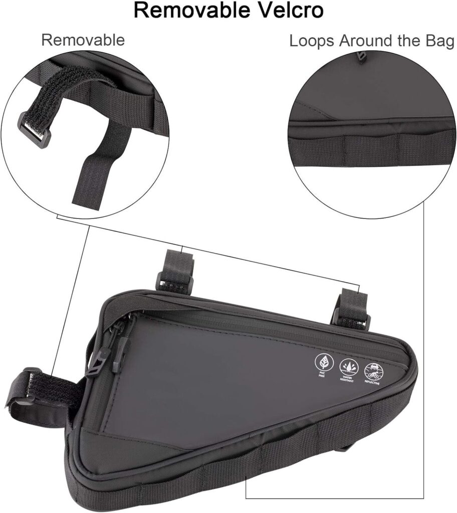 Eyein Bike Triangle Frame Bag, Waterproof Reflective Bicycle Front Handlebar Bag Strap-On Saddle Cycling Pouch Storage Tube Bag for Phone Cash, Repair Tool, Mini Pump Outdoor Riding MTB Road Bike