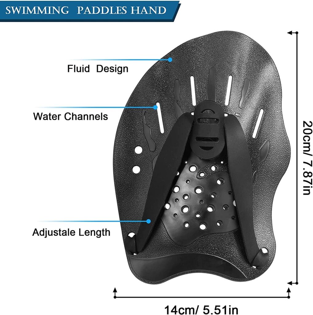 HOUSON 1 Pair Swimming Hand Paddles with Adjustable Straps Power Strength Swim Training Aid Pool Exercise Equipment Accessories for Adults Kids Children Unisex