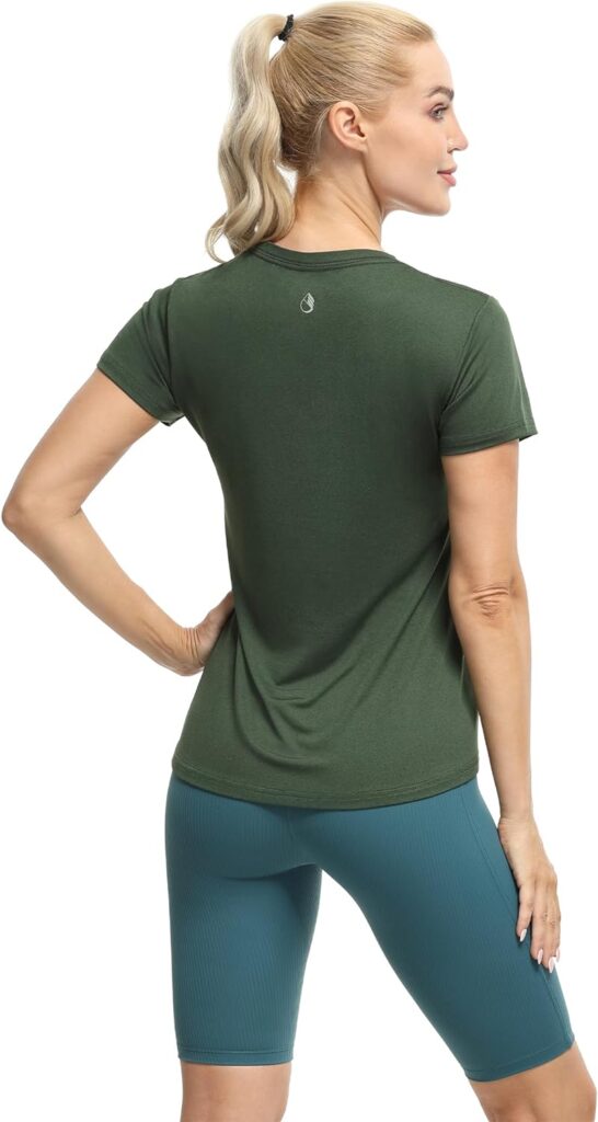 icyzone Womens Workout Running T-Shirt Yoga Fitness V-Neck Short-Sleeve Tops Sports Shirt, 3 Pack