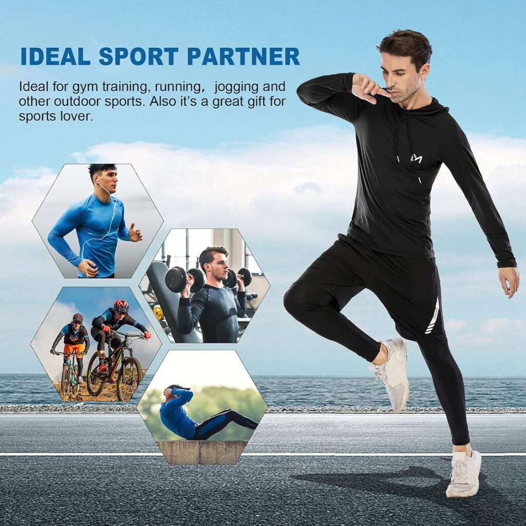 MEETYOO Men’s Running Tops, Sport Shirt Long Sleeve T-shirt Gym Tee for Fitness Workout Jogging