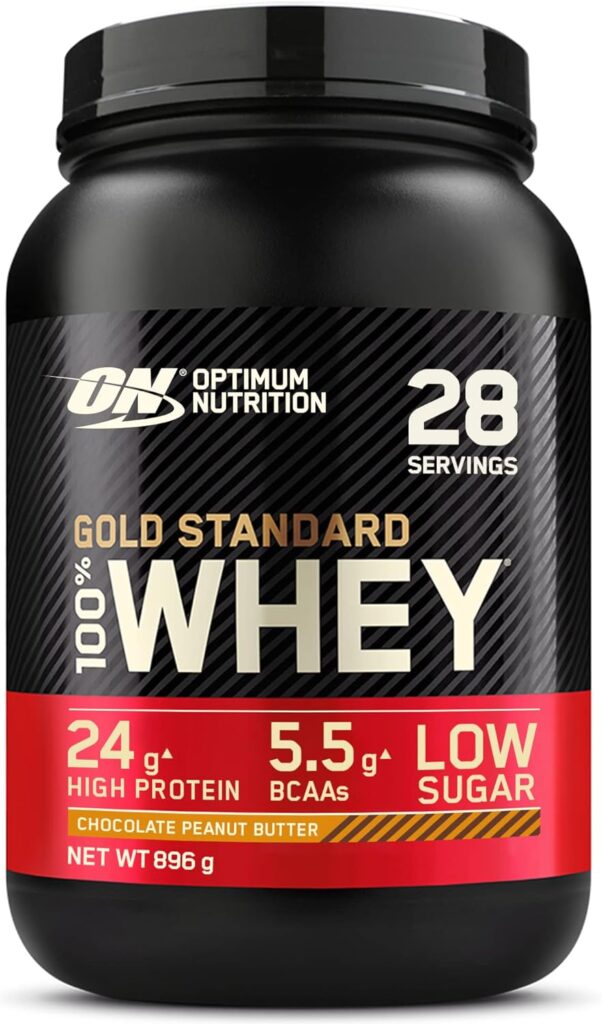 Optimum Nutrition Gold Standard Whey Protein, Muscle Building Powder With Naturally Occurring Glutamine and Amino Acids, Chocolate Peanut Butter, 28 Servings, Packaging May Vary