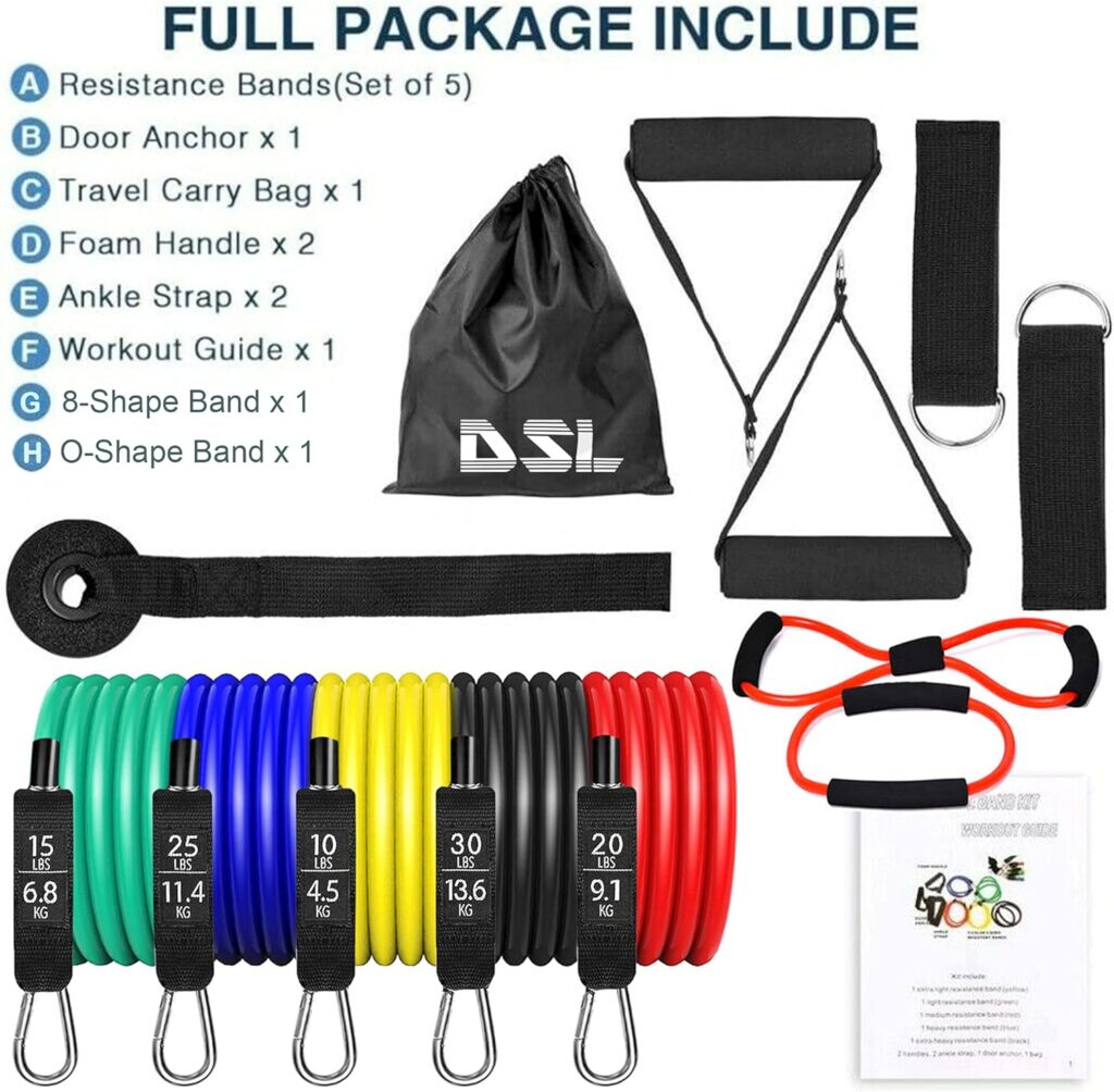 Resistance Bands - 14 Pc Resistance Bands Set Men Women, Exercise Band Fitness Workout Home Gym Equipment - Resistance Bands Up to 100 lbs