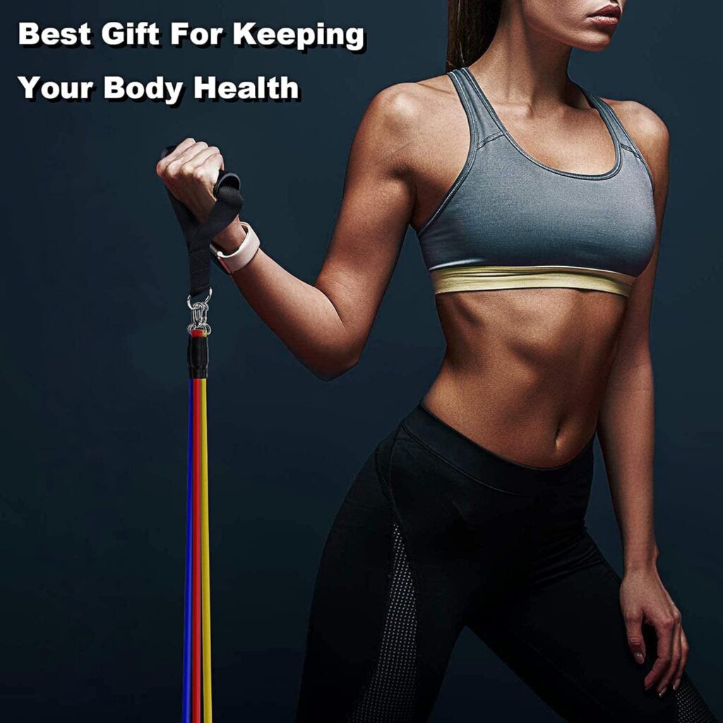 Resistance Bands - 14 Pc Resistance Bands Set Men Women, Exercise Band Fitness Workout Home Gym Equipment - Resistance Bands Up to 100 lbs