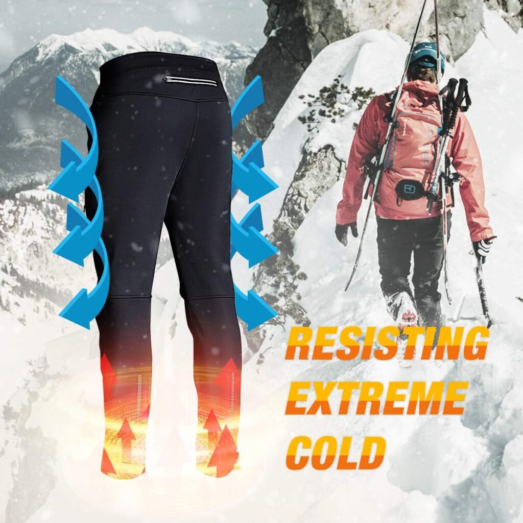 Souke Sports Mens Winter Cycling Trousers Outdoor Sport Pants Windproof Hiking Trousers with Zip Pockets for Fitness Camping Climbing Running and Skiing