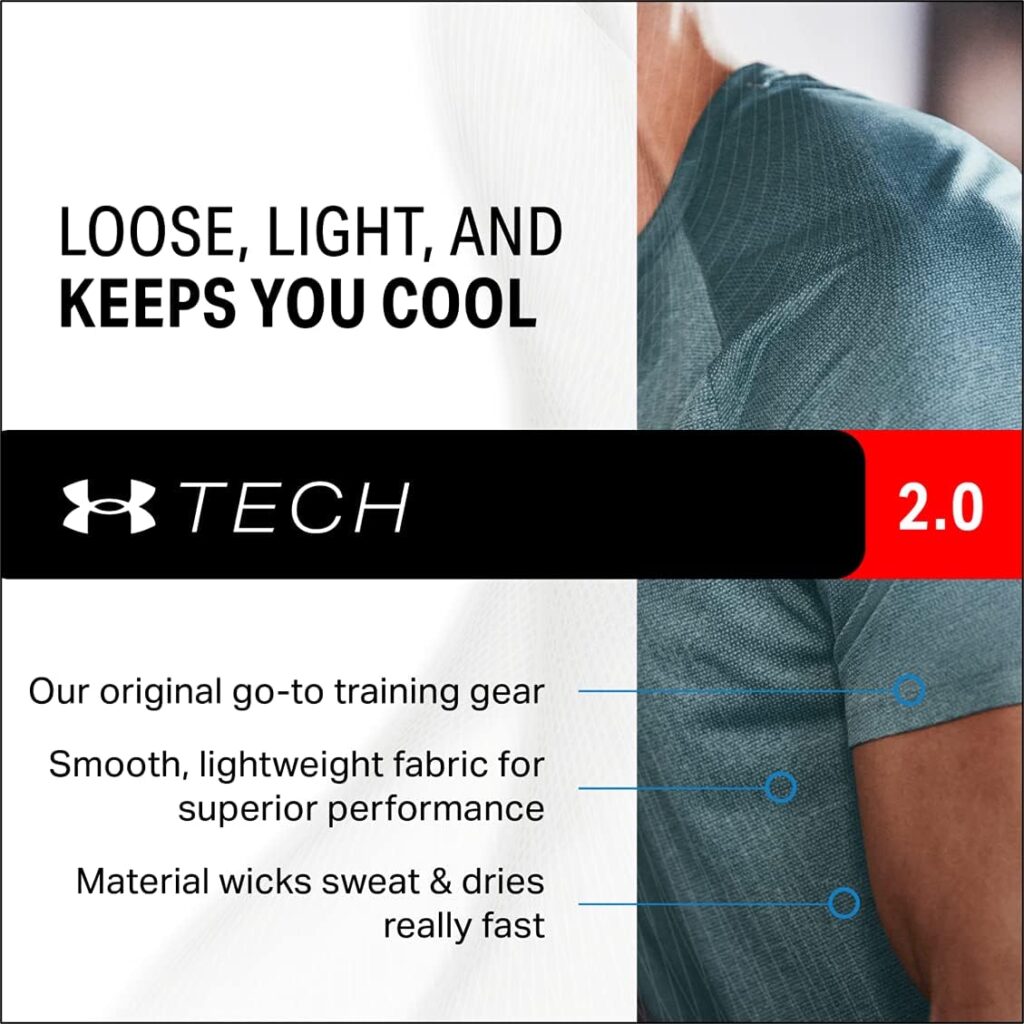 Under Armour UA Tech 2.0 Short Sleeve Tee, Light and Breathable Sports T-Shirt, Gym Clothes With Anti-Odour Technology Men