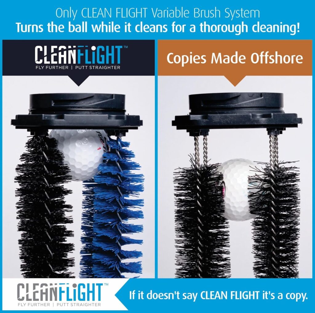 Clean Flight Premium Golf Ball Washer - Portable Cleaner for Golf Bag or Cart - Best Golf Accessories Gifts for Men Women.