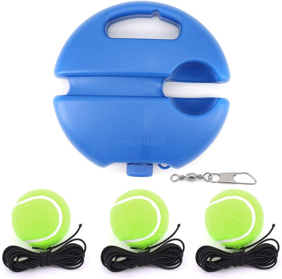 Gearific Tennis Trainer Tennis Training Equipment Tool Self Exercise Tennis Ball with Rope Self-Study Tennis Rebound Player with Trainer Baseboard with 3 Training Ball