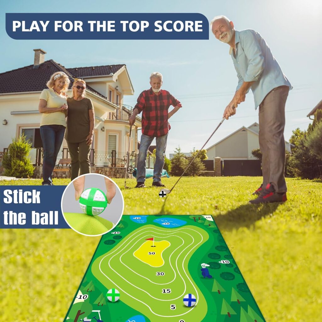 Golf Chipping Game Mat - Golf Practice Mats Casual Golf Putting Mat Golf Game Training Aid Set Mini Golf Hitting Mat for Indoor Outdoor Play Equipment Backyard Game