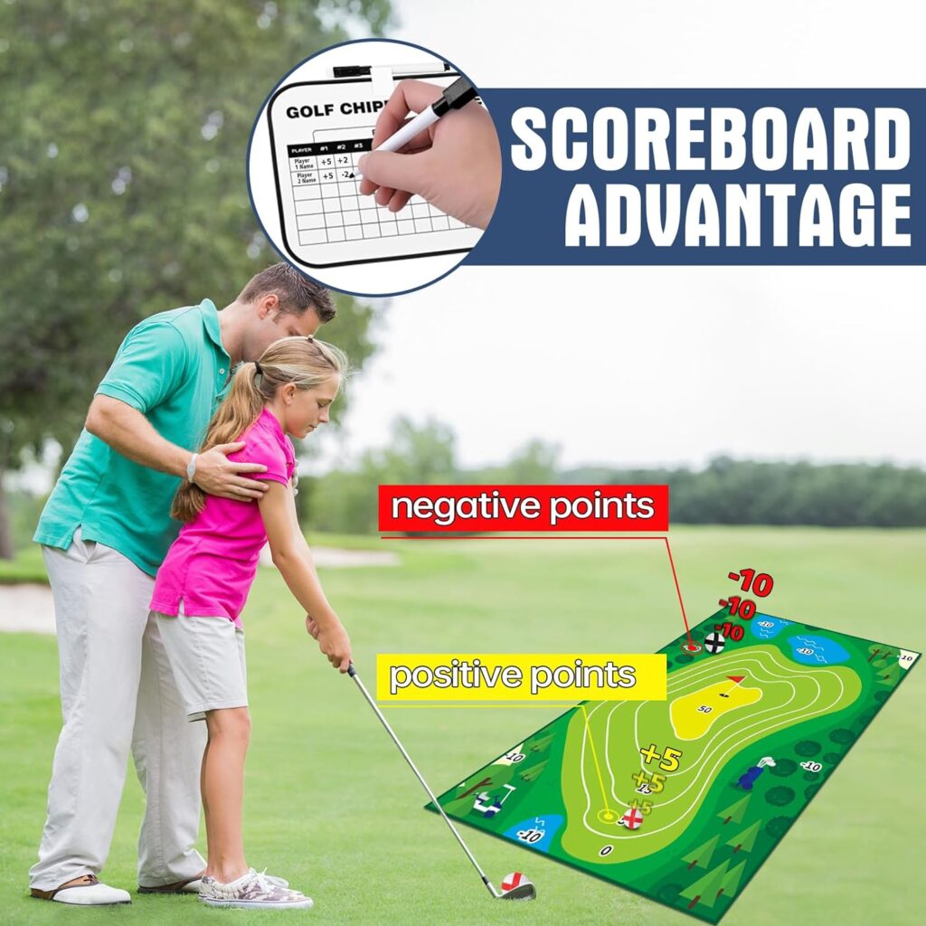 Golf Chipping Game Mat - Golf Practice Mats Casual Golf Putting Mat Golf Game Training Aid Set Mini Golf Hitting Mat for Indoor Outdoor Play Equipment Backyard Game