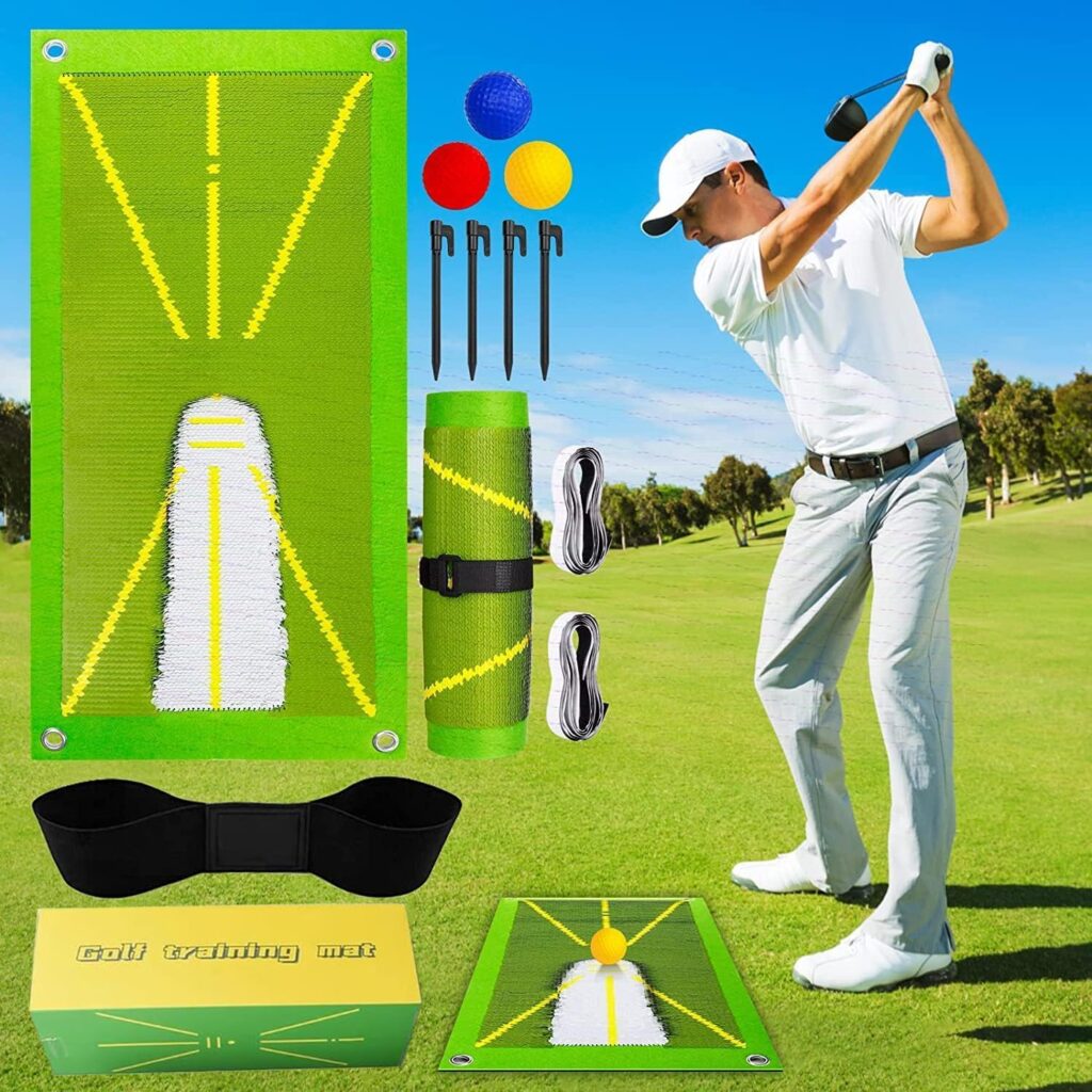 Golf Training Mat for Swing Detection Batting, Analysis Swing Path and Correct Hitting Posture Golf Practice Mat, Golf Divot Mat for Indoor/Outdoor | Golf Training Aid Equipment