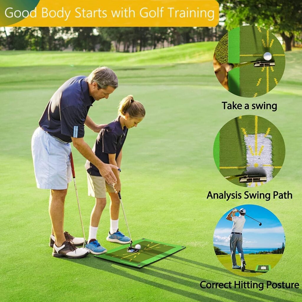 Golf Training Mat for Swing Detection Batting, Analysis Swing Path and Correct Hitting Posture Golf Practice Mat, Golf Divot Mat for Indoor/Outdoor | Golf Training Aid Equipment