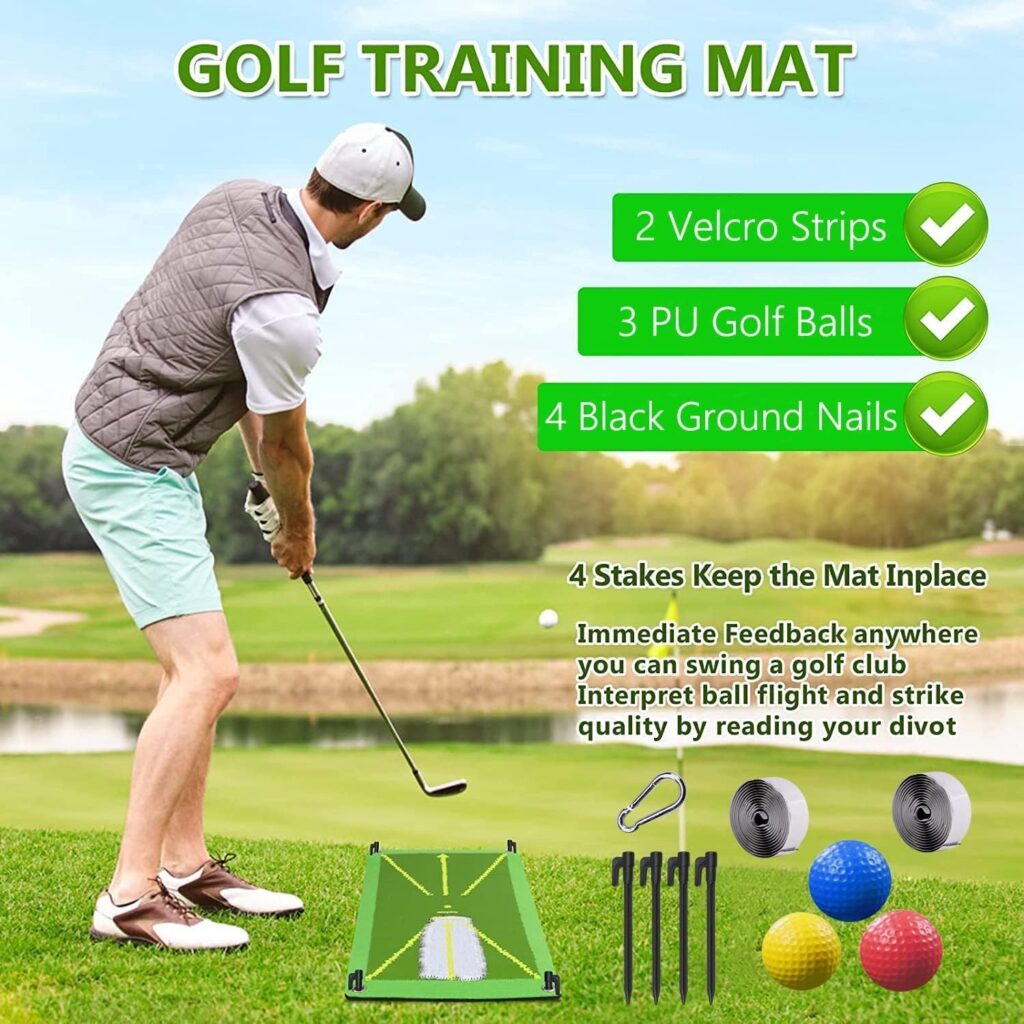 Golf Training Mat for Swing Detection Batting, Analysis Swing Path and Correct Hitting Posture Golf Practice Mat, Golf Divot Mat for Indoor/Outdoor | Golf Training Aid Equipment