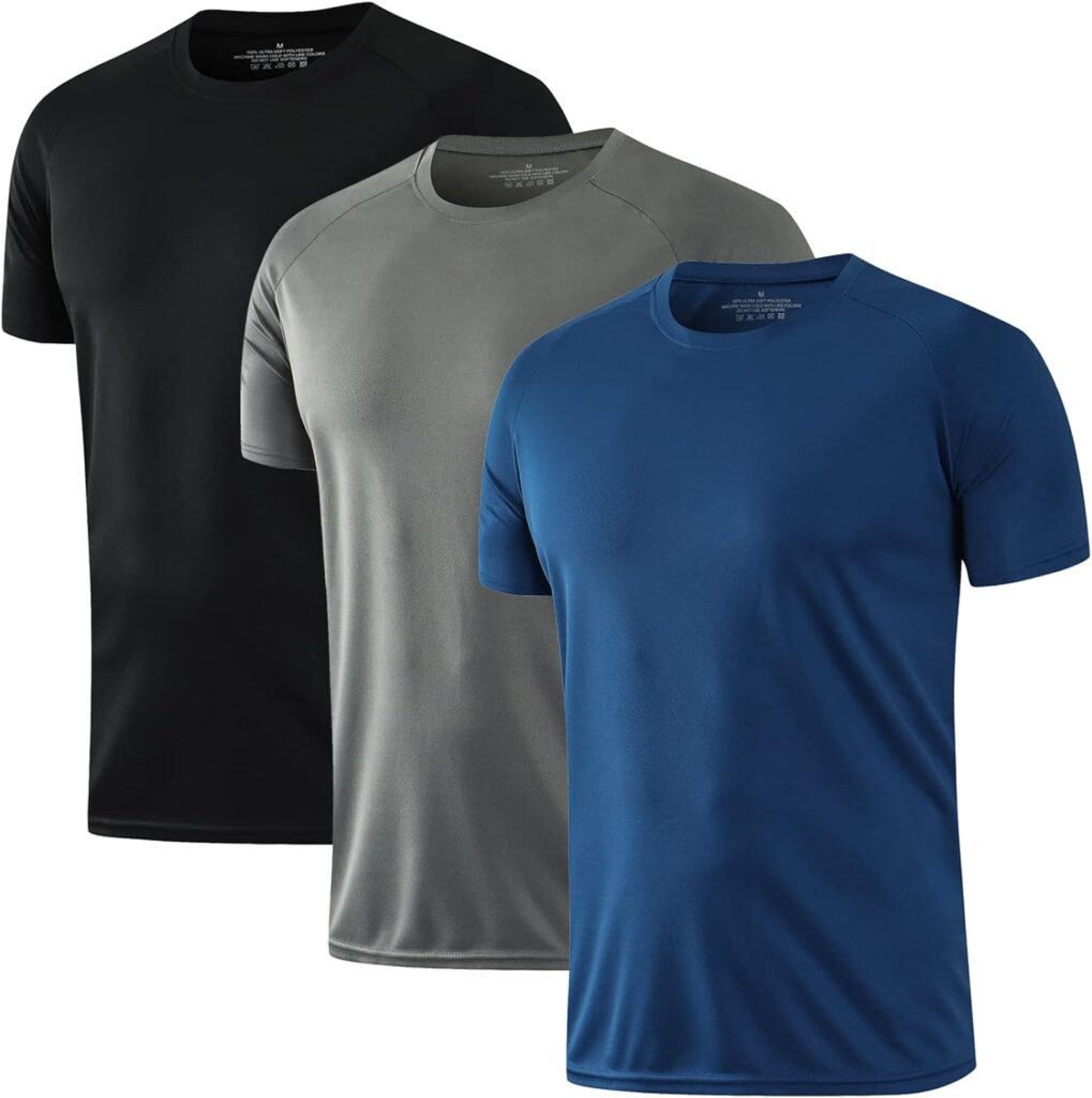 HOPLYNN 3/5 Pack Running Shirts Men Sport Tops Dry Fit Gym Wicking Athletic T Shirts Breathable Cool Workout Shirts