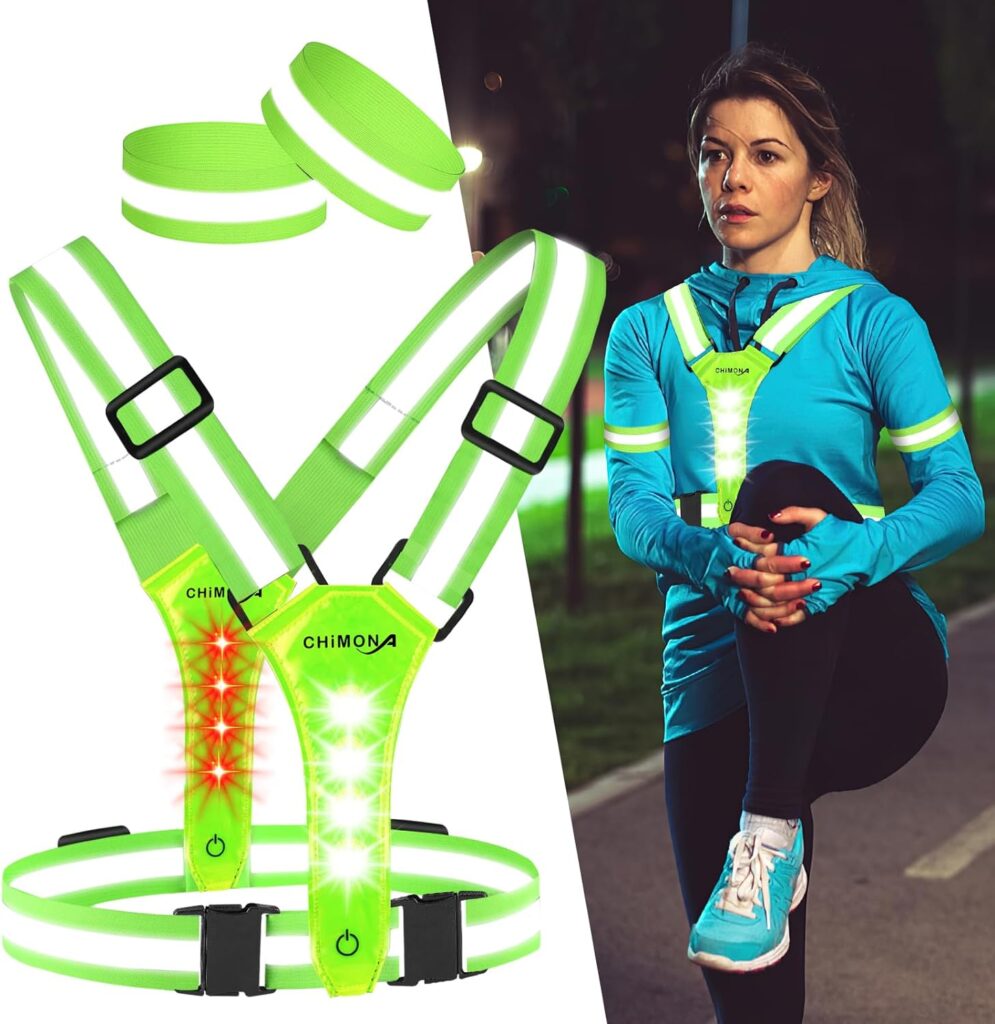 LuTuo LED Reflective Vest Running Gear, 360° High Visibility Running Vest with Adjustable Waist/Shoulder, USB-C Rechargeable Running Lights for Runners Night Jogging Running Dog Walking Cycling