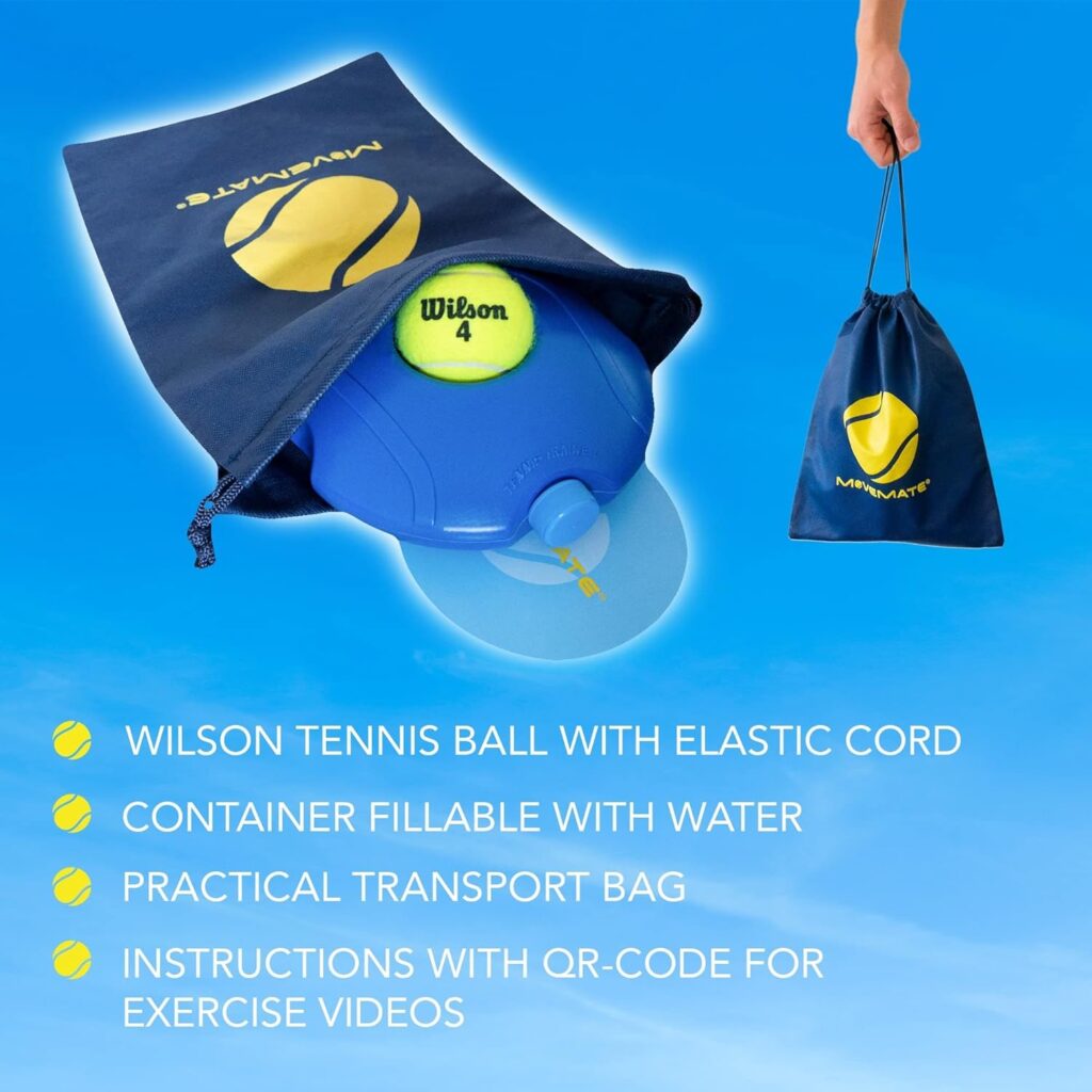 MOVEMATE Tennis-Trainer Set with Wilson® Tennis Ball | Innovative ball game for outdoors, in the garden, in the park for children adults | Incl. transport bag exercise videos