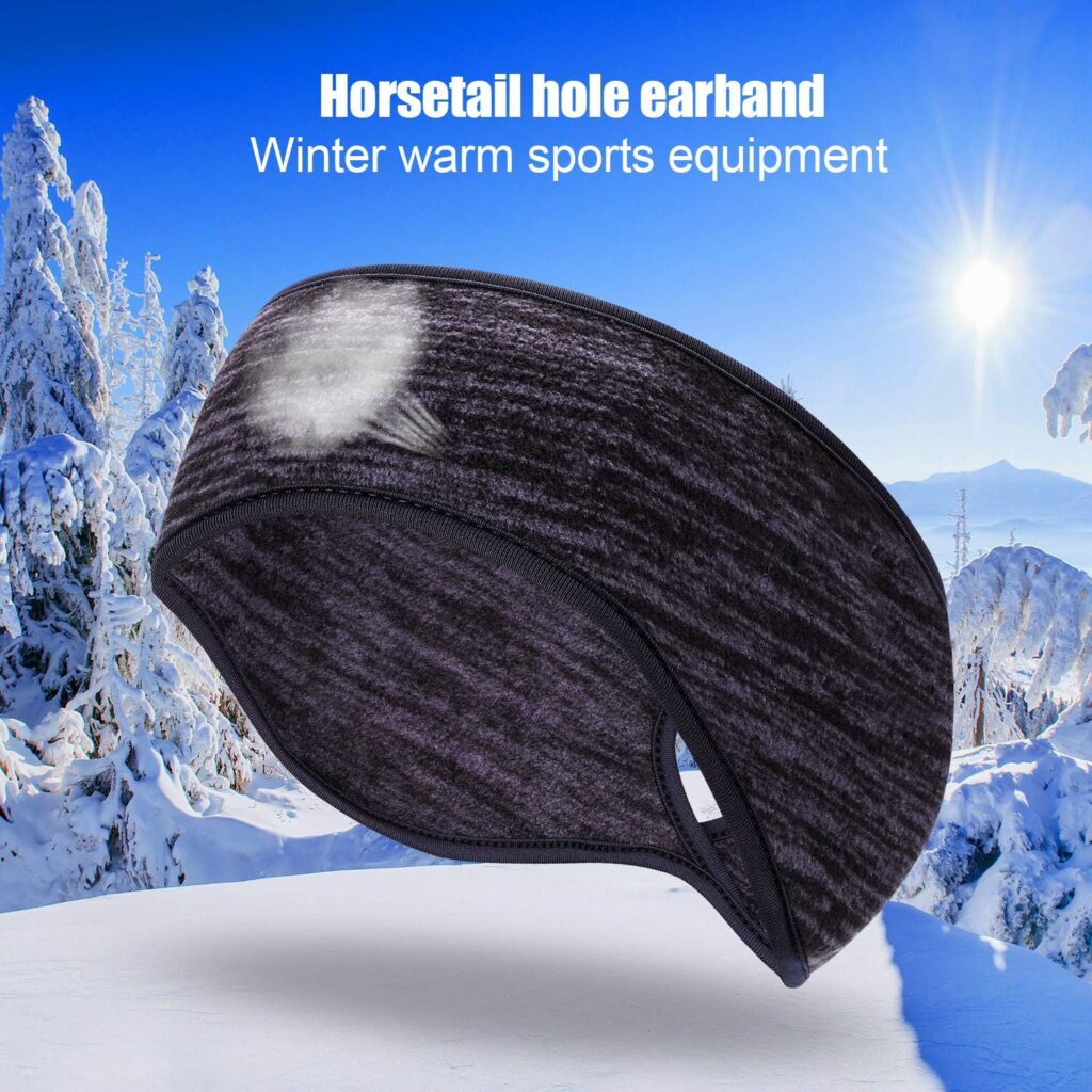 Oumers Fleece Ponytail Headband(1pc), Ear Warmer Polar Fleece Ear Muff Hair Band for Men and Women Winter Running Yoga Skiing Outside Sport