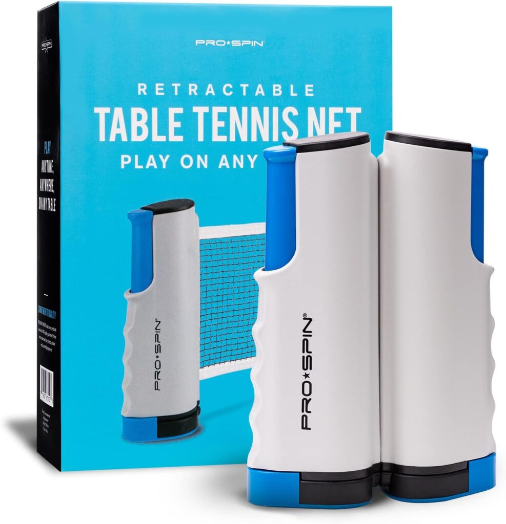 PRO-SPIN Portable Table Tennis Set | Premium All-in-One Kit with Retractable Table Tennis Net for Any Table, Bats, 3-Star Ping Pong Balls Storage Case | Great Gift Indoor/Outdoor Game