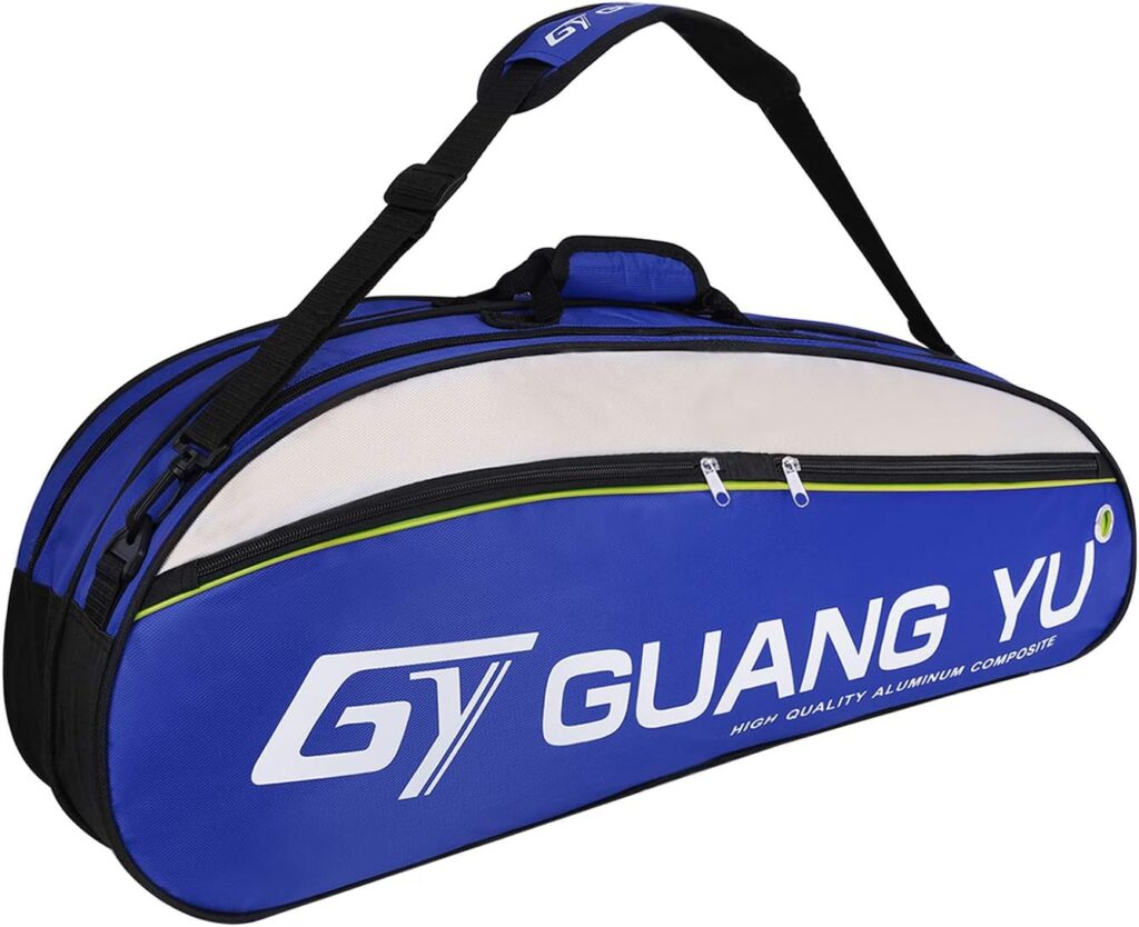 Professional Badminton Racket Bag 4-6 Pack Racquet Handbag Tennis Racquetball Battledore Sport Duffel Large Capacity Gym Equipment Bag Shoes Towel Zipper Shoulder Bag with Handle Water Resistance